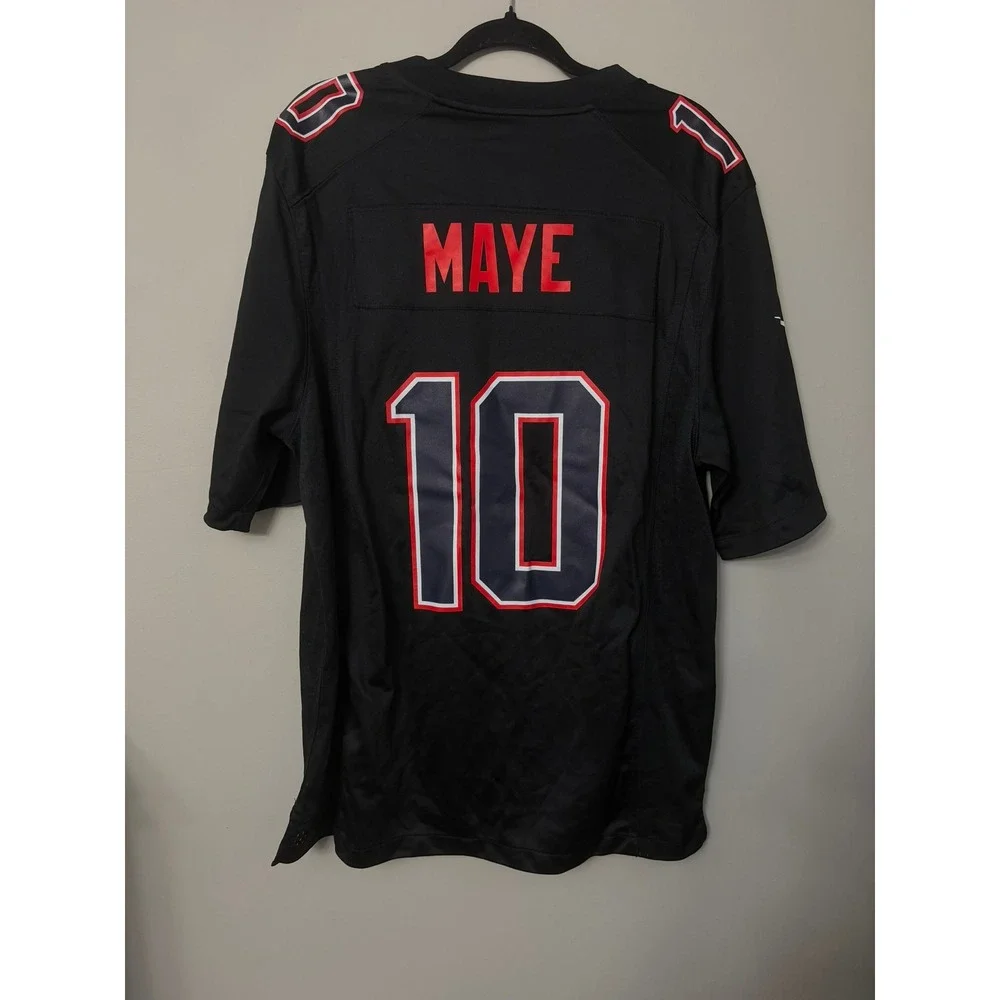 Nike Patriots Jersey Mens L Black Drake Maye 10 Football NFL NWT